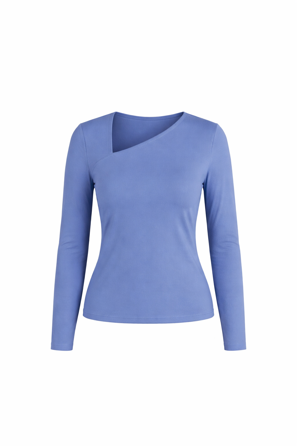 Bluzka Longsleeve Bambusowy z asymetrycznym dekoltem | LUVA | niebieska