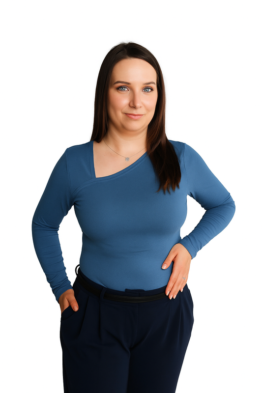 Bluzka Longsleeve Bambusowy z asymetrycznym dekoltem | LUVA | niebieska