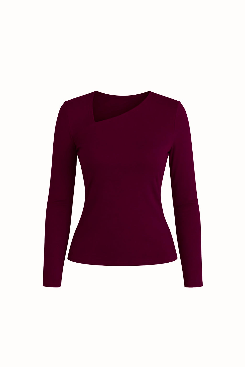 Bluzka Longsleeve Bambusowy z asymetrycznym dekoltem | LUVA |wine berry