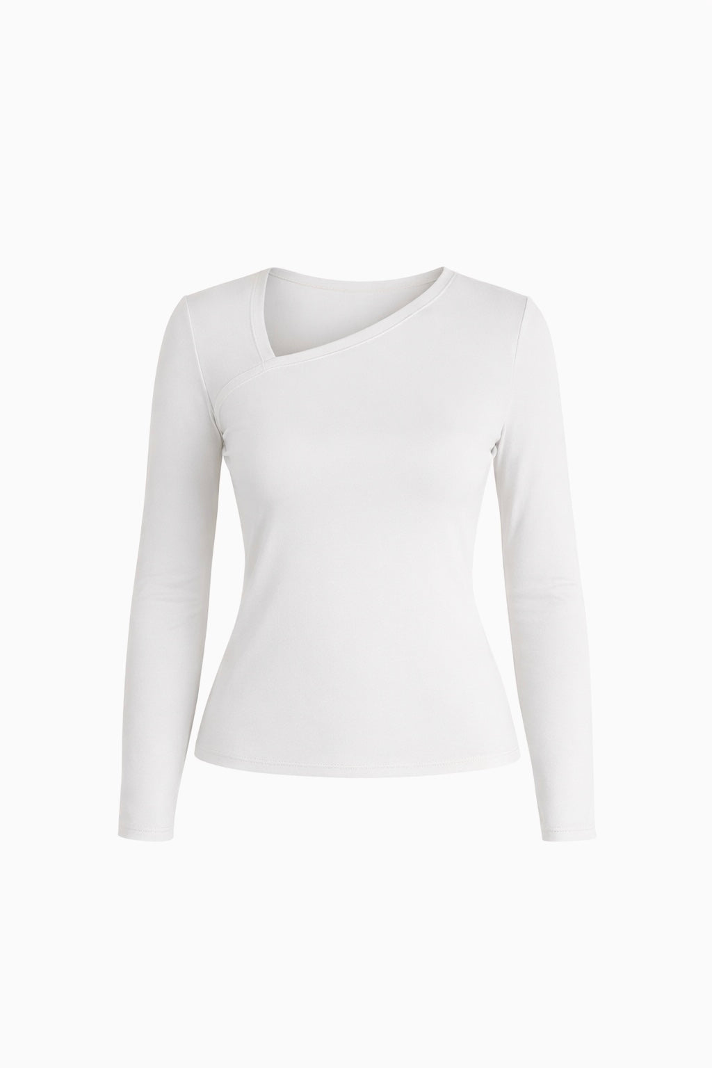 Bluzka Longsleeve Bambusowy z Asymetrycznym Dekoltem| LUVA | off-white (cloud dancer)