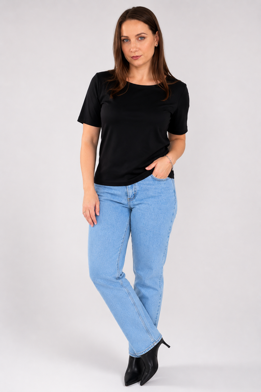 Bluzka VERO | Czarny- Elegancka baza z wiskozy