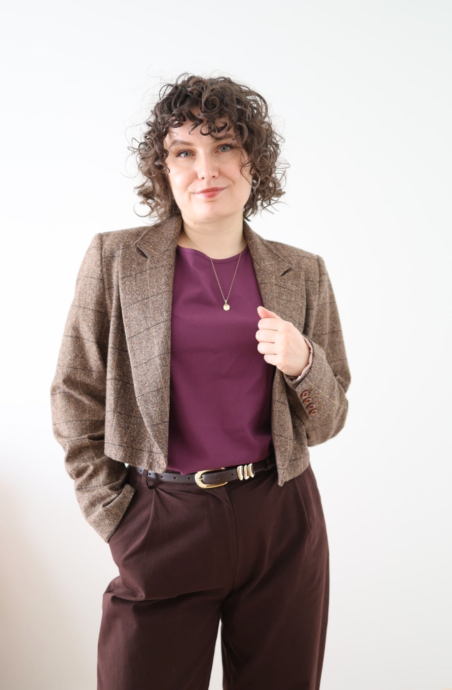 Bluzka VERO | Śliwkowa -  Elegancka baza z wiskozy