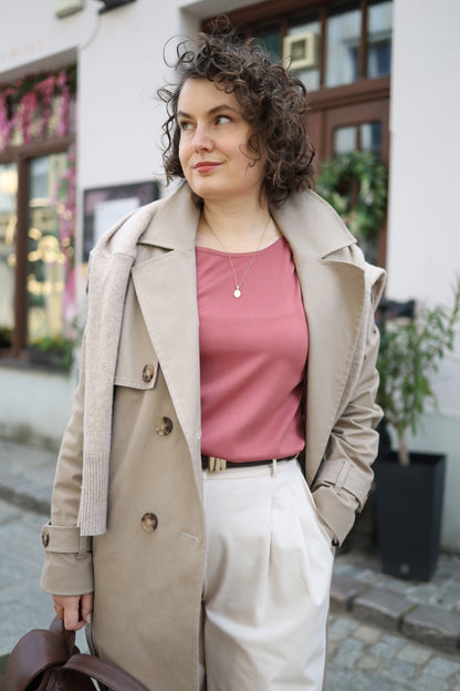 Bluzka VERO | Koralowa - Elegancka baza z wiskozy